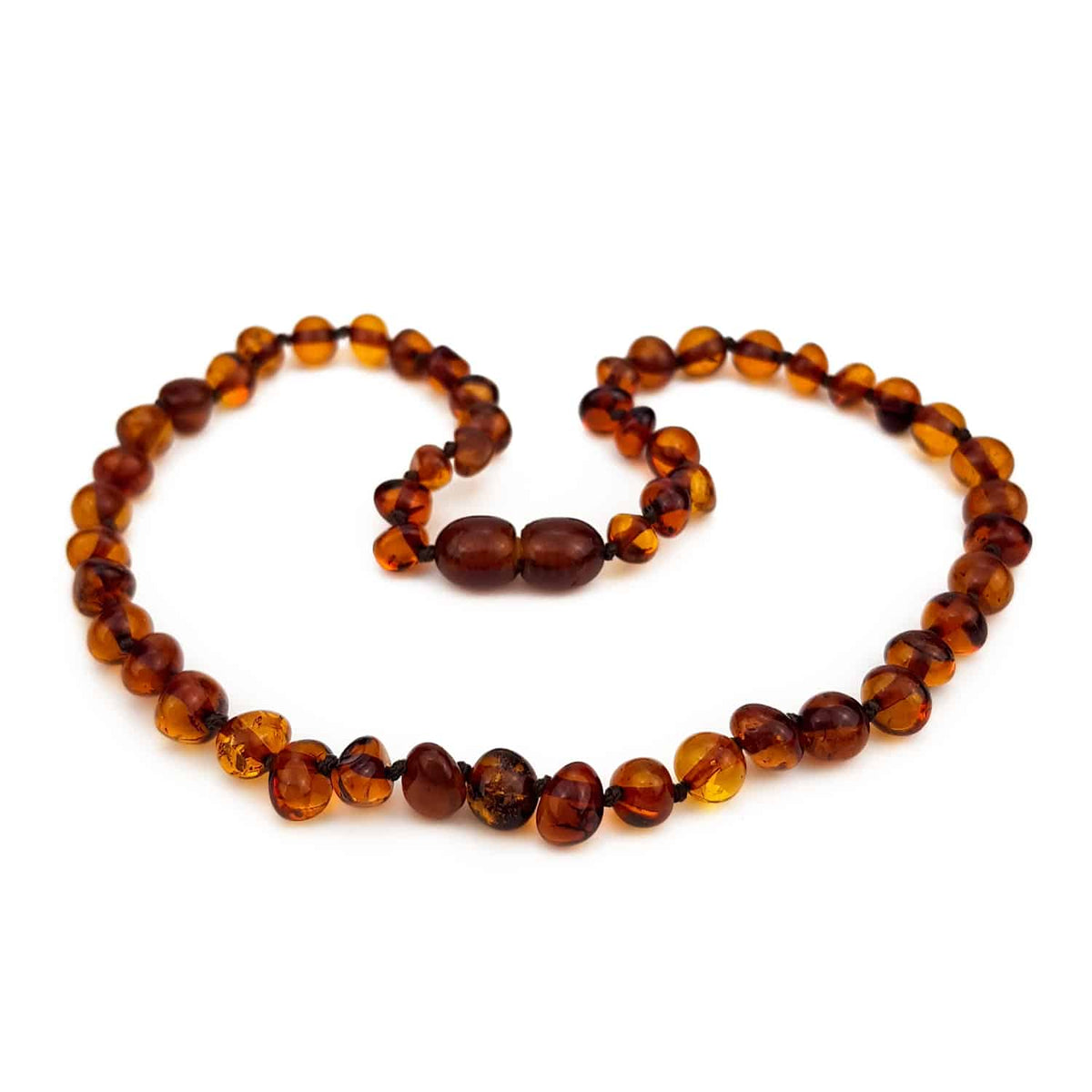 Kinderketting Barnsteen – ronde kraaltjes – 36cm - cognac
