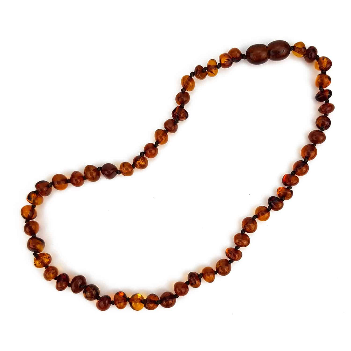 Kinderketting Barnsteen – ronde kraaltjes – 36cm - cognac