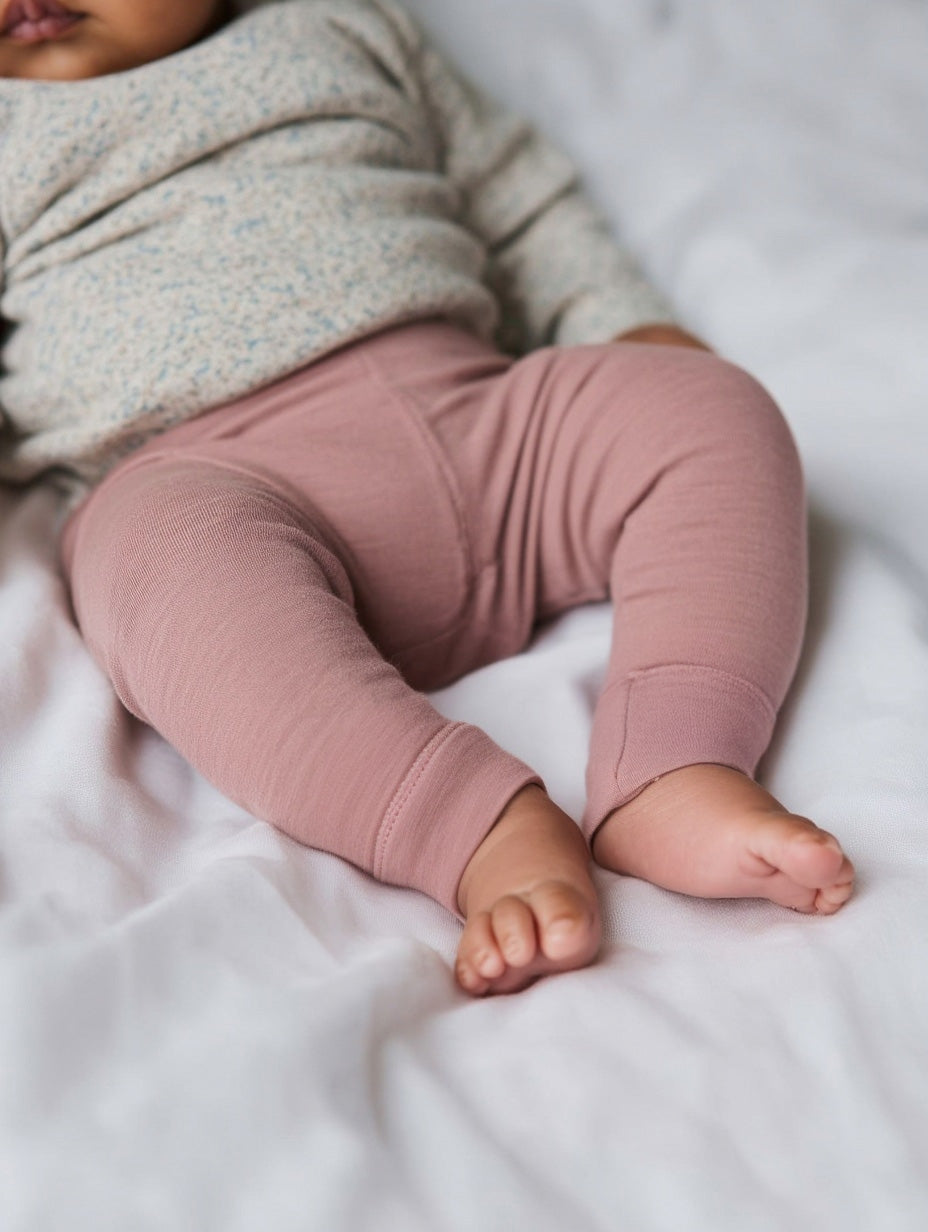 Woll-Baby-Kinderhose - Merinowolle - Misty Rose