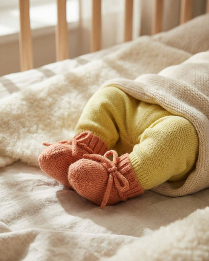 Woll-Babysocken / Neugeborenensocken - Merinowolle - Knoblauch