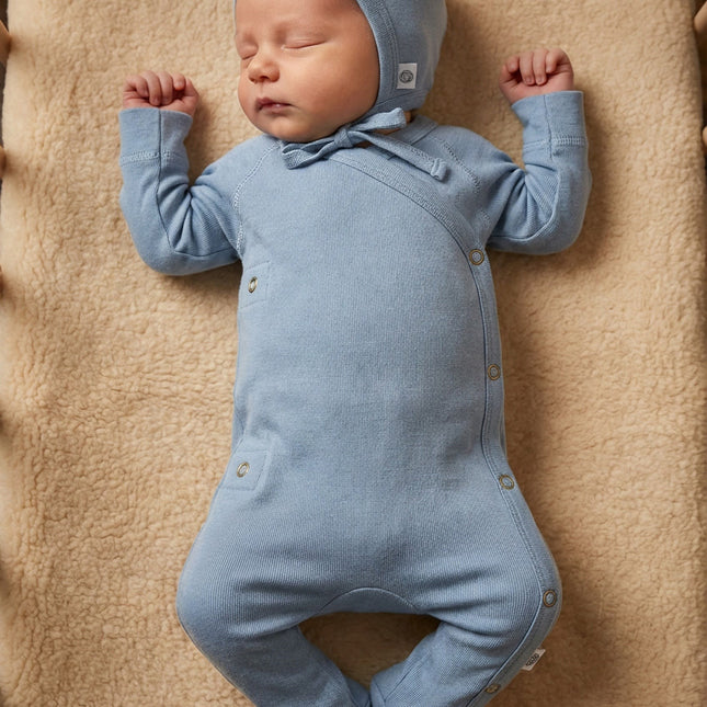 Wollstrampler / Romper – Merinowolle – Blue Fog