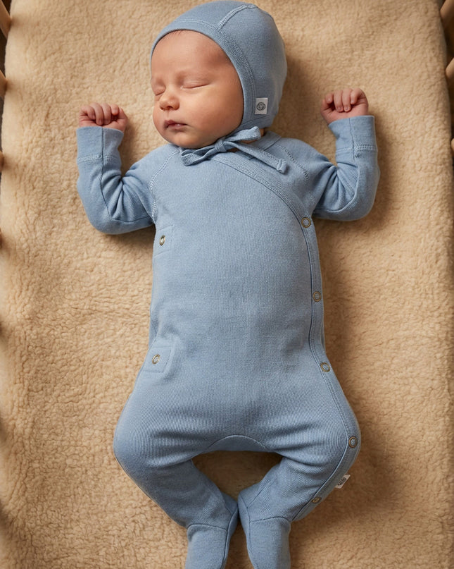 Wollstrampler / Romper – Merinowolle – Blue Fog