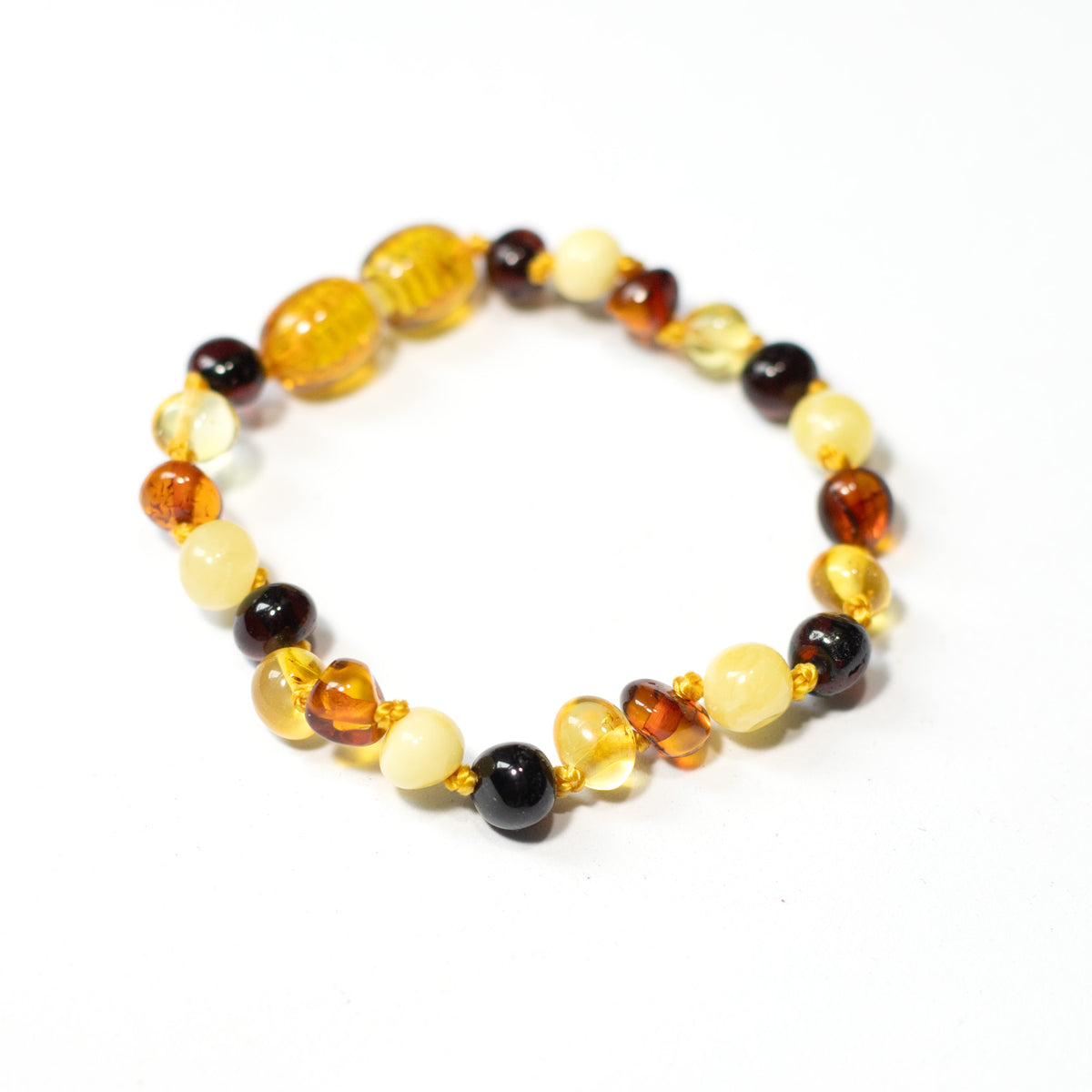 Baby/Kind – Barnsteen armbandje – ronde kraaltjes – 14cm - Gemengde kleuren