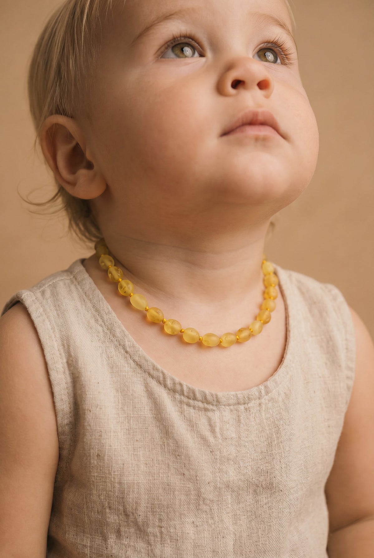 Baby/Kind - Bernsteinkette - Zitrone - ovale Rohsteine ​​- 33cm