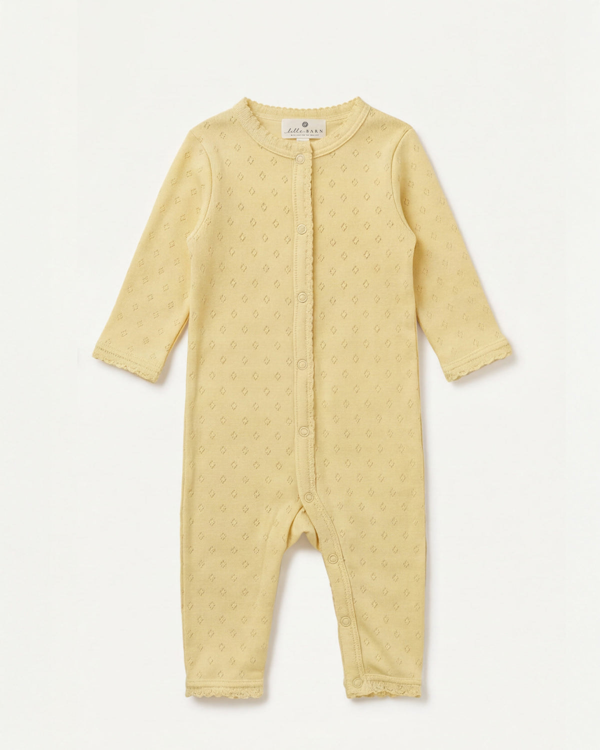 Woll-Strampler in Pointelle - Merinowolle - Dusty Yellow