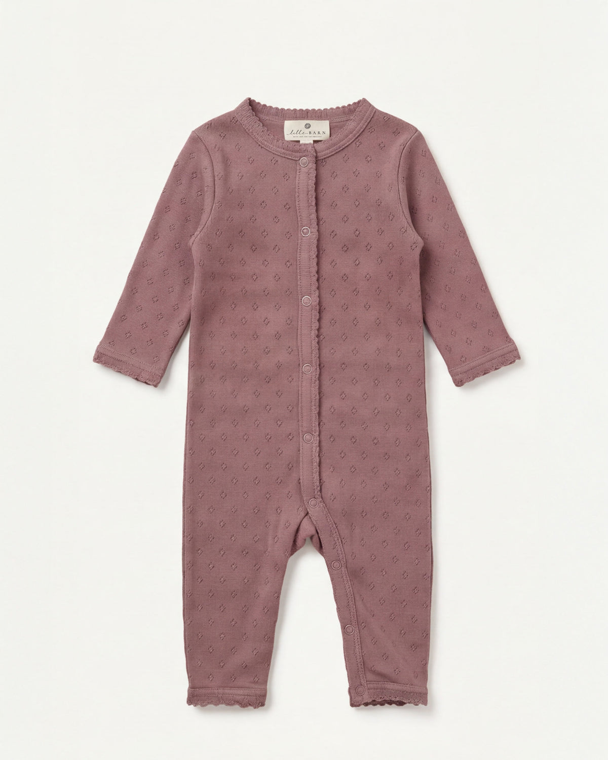 Woll-Strampler in Pointelle - Merinowolle - Rose Brown