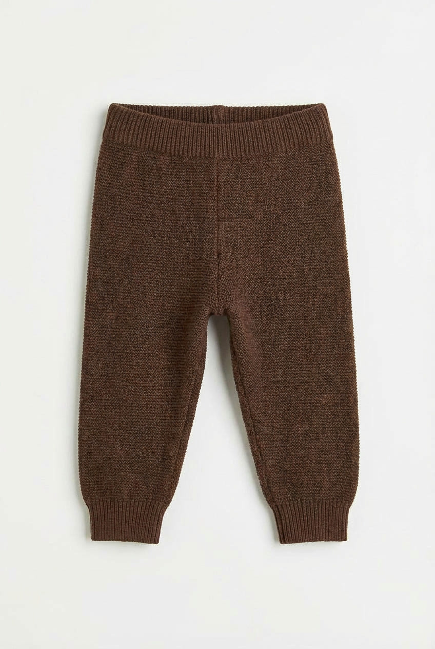 Merinowol gebreid baby broekje - Carob