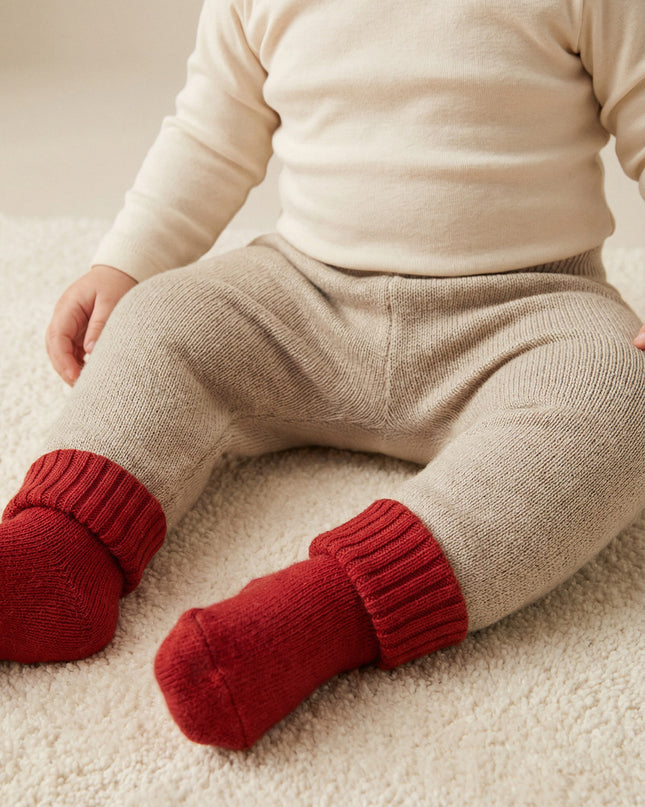 Baby-Strickhose aus Merinowolle - Knoblauch