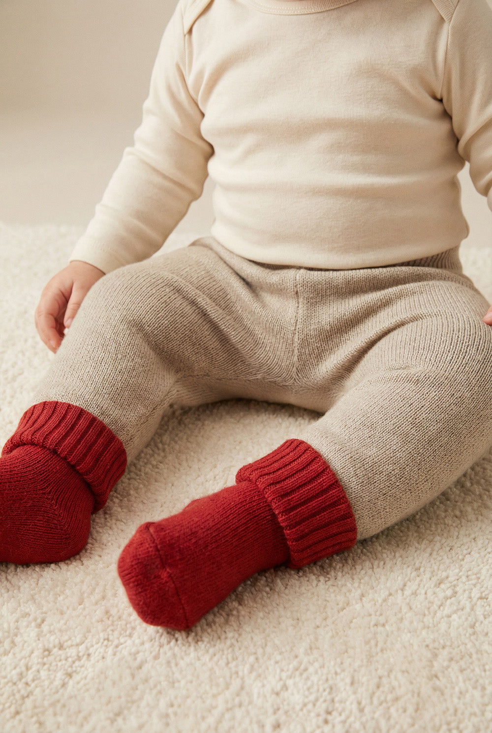 Baby-Strickhose aus Merinowolle - Knoblauch
