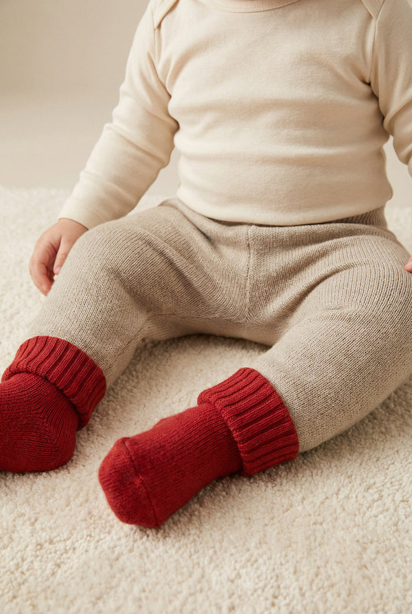Baby-Strickhose aus Merinowolle - Knoblauch