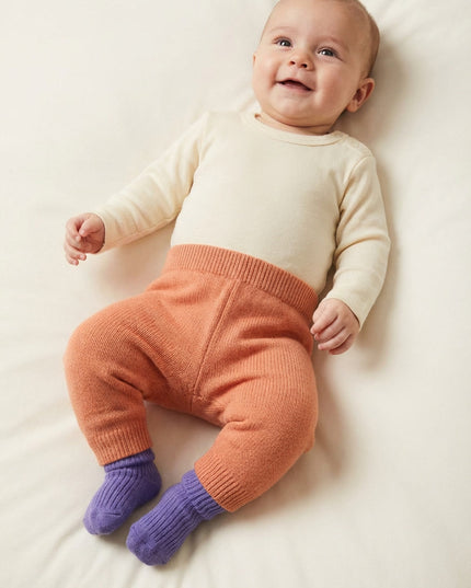 Baby-Strickhose aus Merinowolle - Pfirsichflaum
