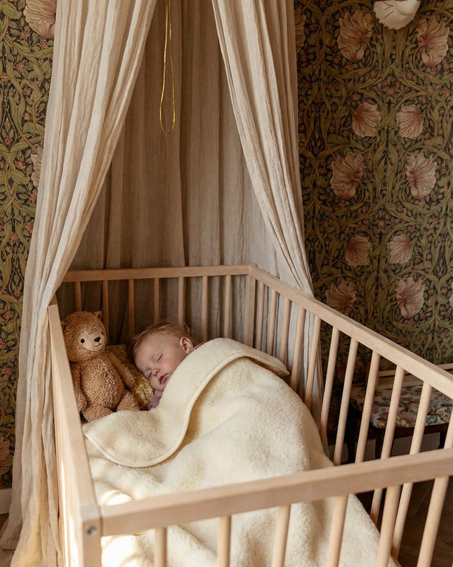 Wolldecke für Kinderbett 93 x 135 cm – Merinowolle – Natur