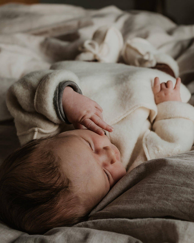 Wollen Baby / Newborn vestje - merinowol fleece - Naturel - Lille Barn - With ♥ for the smallest
