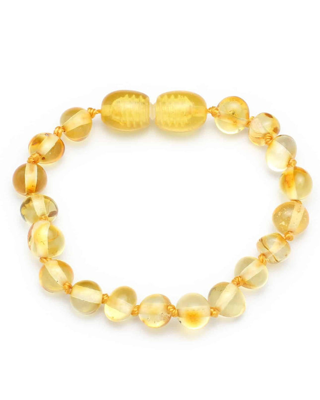 Baby/Kind – Barnsteen armbandje - Ronde kraaltjes - Gepolijst - 14cm -Citroen - Lille Barn - With ♥ for the smallest