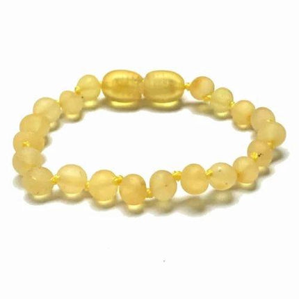 Baby/Kind – Barnsteen armbandje – ronde ruwe kraaltjes – 14cm - Citroen - Lille Barn - With ♥ for the smallest