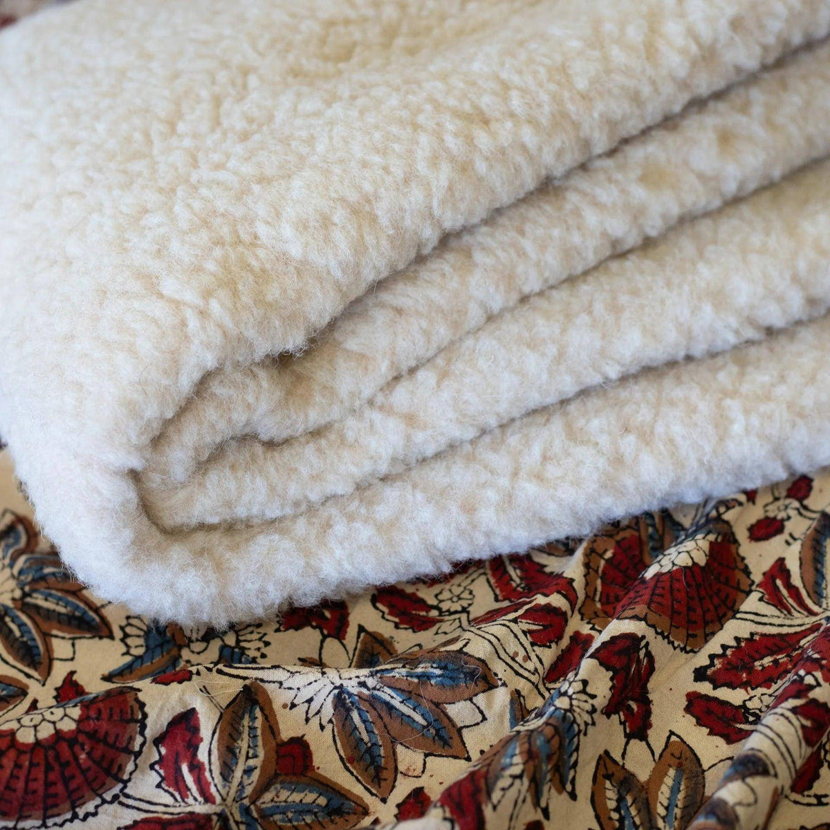 Wollen wiegdeken 2 laags - 75 x 100cm - Merinowol - Amandel