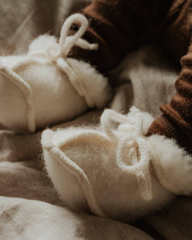 Baby / newborn wollen slofjes - Naturel - Lille Barn - With ♥ for the smallest