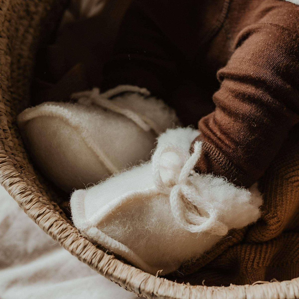 Wollhausschuhe für Babys/Neugeborene – Natur