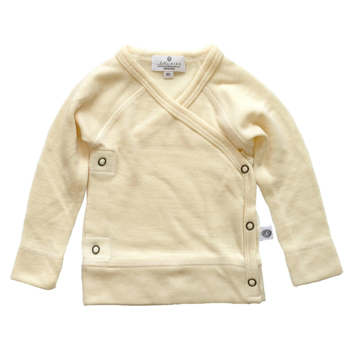 Baby wollen overslag trui – Merinowol - Naturel