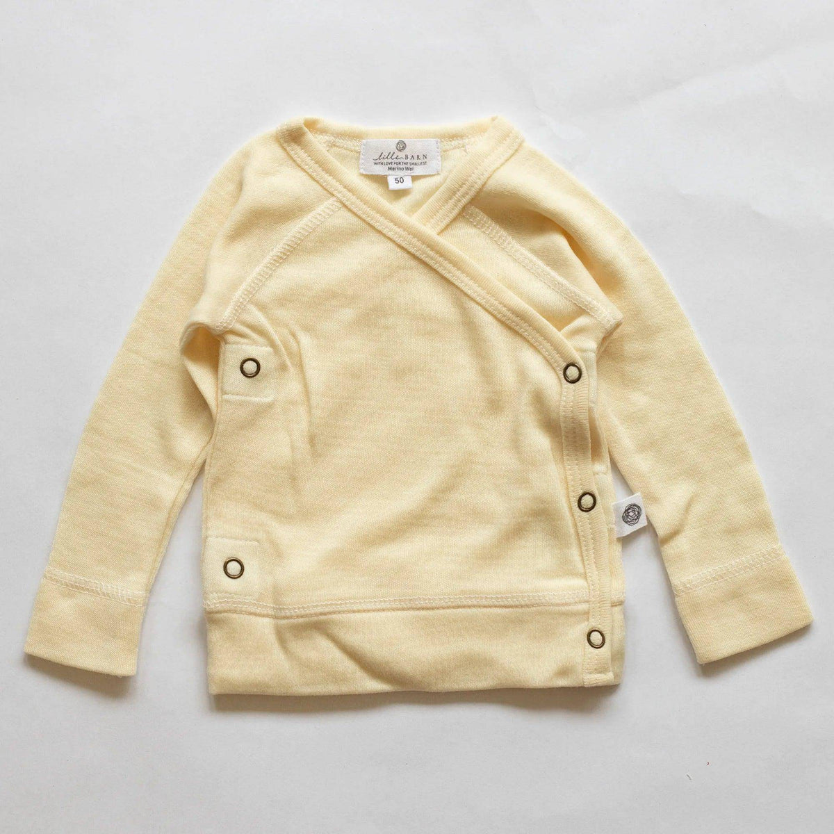 Baby wollen overslag trui – Merinowol - Naturel