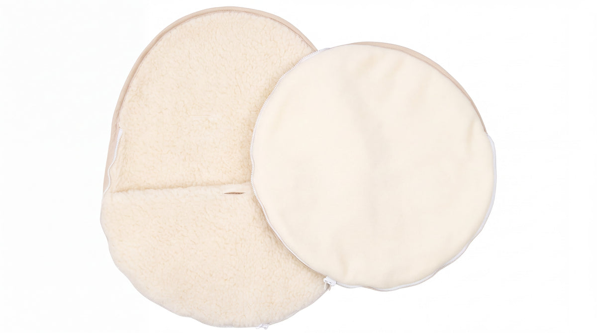 Wollener Baby-Fußsack für Autositz oder Maxi-Cosi - Natur - Merinowolle