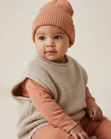 Babymütze aus Merinowolle - Pfirsichflaum