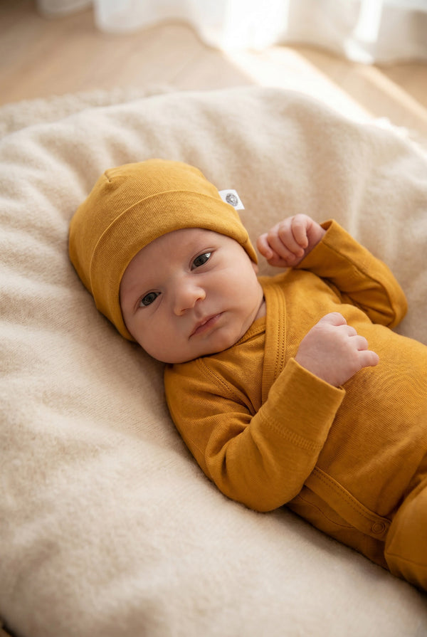 Wollmütze für Babys - Merinowolle - Orionblau