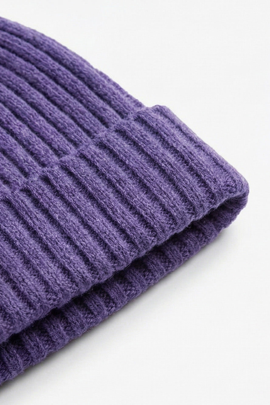 Merinowol Gebreide Baby Muts - Violet
