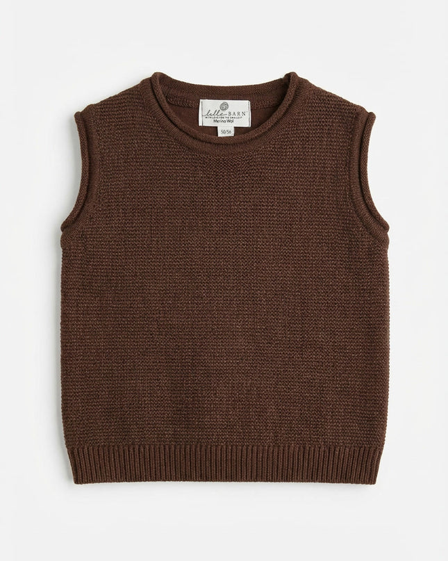 Baby-Strickjacke aus Merinowolle - Carob