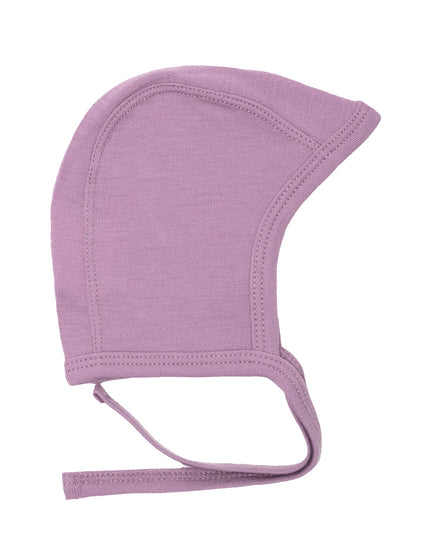 Baby Wollmütze mit Schleife – Merinowolle - Lavender Mist