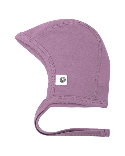 Baby Wollmütze mit Schleife – Merinowolle - Lavender Mist