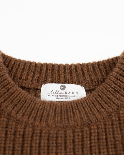 Gestrickter Wollpullover für Babys – Merinowolle – Braun