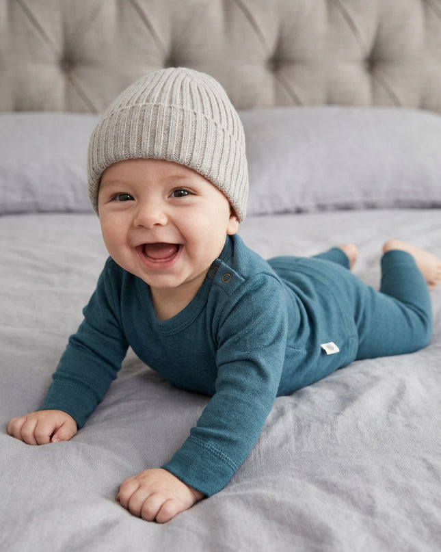 Wollpullover für Babys und Kinder - Merinowolle - Orionblau