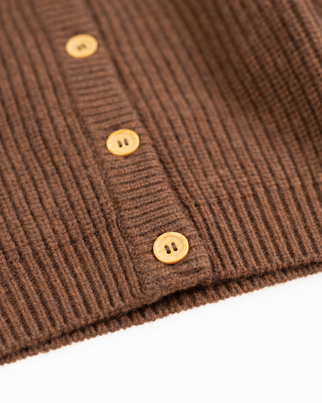 Gestrickter Woll-Baby-Cardigan – Merinowolle – Braun