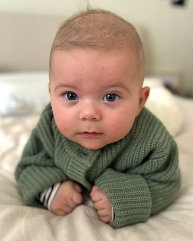 Gestrickter Woll-Baby-Cardigan – Merinowolle – Harper