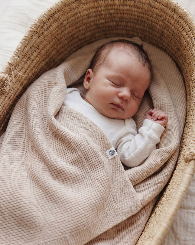 Babydecke / Kinderdecke aus Wolle gestrickt - Merinowolle - Knoblauch