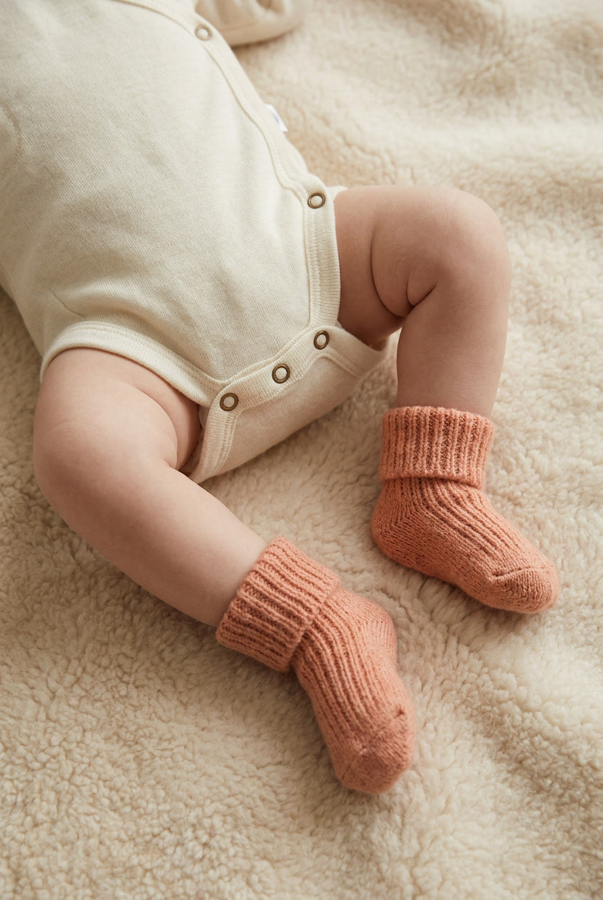 Wollbabysocken - Pfirsichflaum