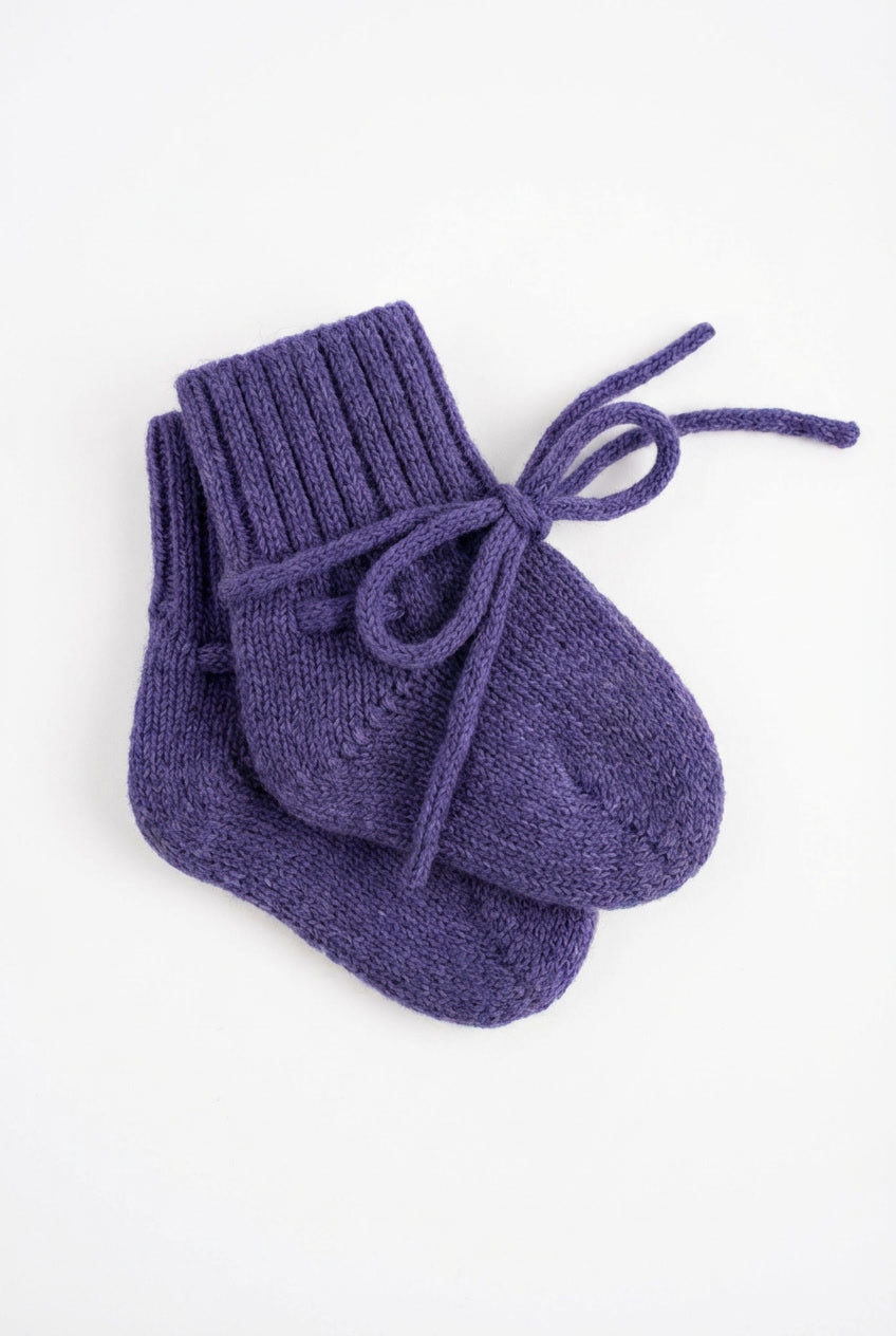 Wollen Baby sokjes / Newborn Sokjes - Merinowol - Violet