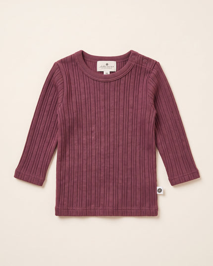 Wollpullover in Rippstrick - Merinowolle - Rose Brown