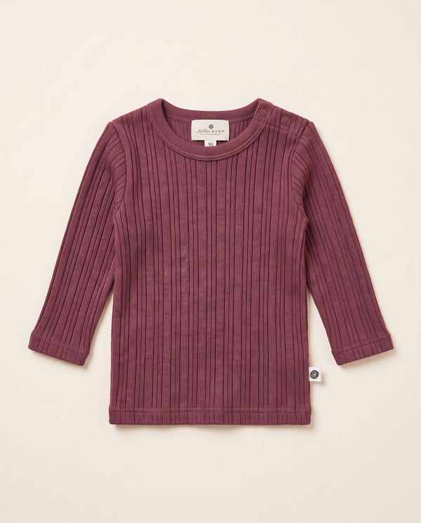 Wollpullover in Rippstrick - Merinowolle - Rose Brown