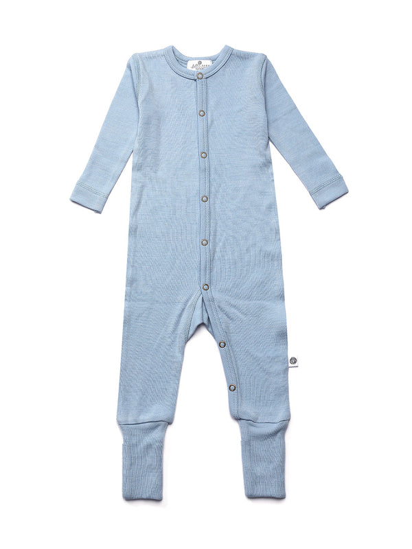 Baby-Strampler / Spielanzug aus Wolle – Merinowolle – Blue Fog