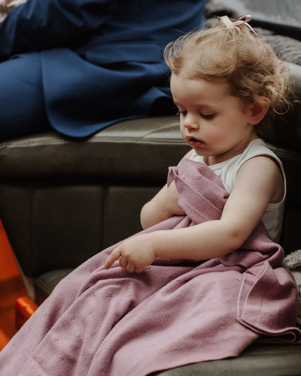 Babydecke aus Wolle / Kinderdecke / Wickeldecke - Pointelle-Strick - Merinowolle - Haze