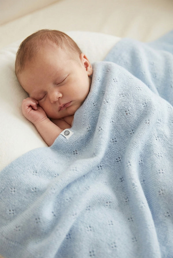 Wolldecke für Babys / Kinder gestrickt – Merinowolle – Cobble