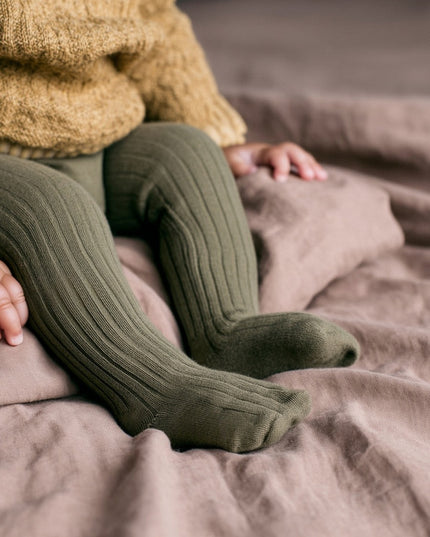 Woll-Baby-Kinderstrumpfhose - Merinowolle - Helles Avocado