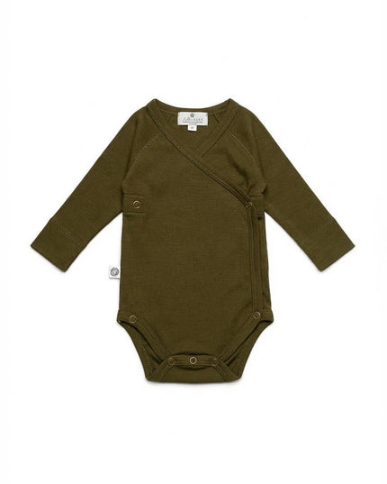 Woll-Wickel-Strampler mit langen Ärmeln – Merinowolle – Orionblau