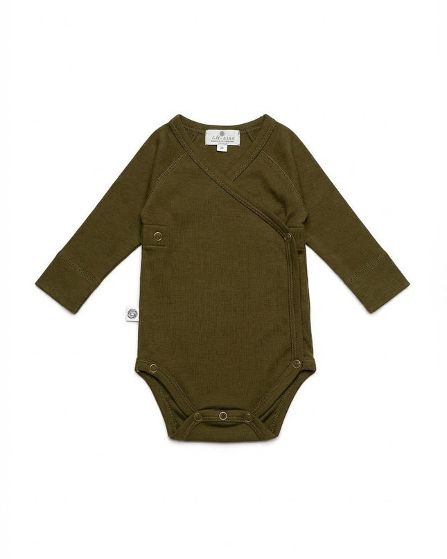 Woll-Wickel-Strampler mit langen Ärmeln – Merinowolle – Orionblau