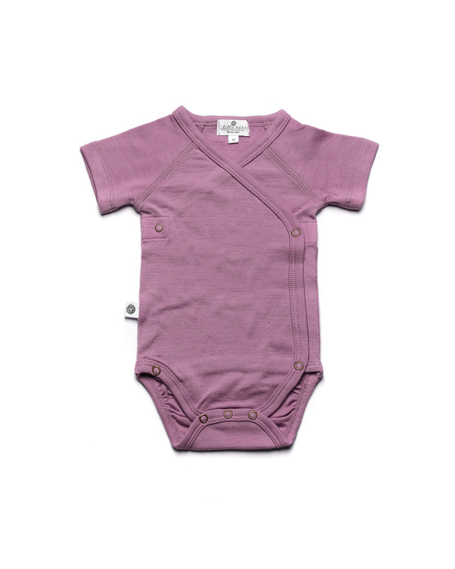 Kurzarm-Wickelspielanzug aus Wolle – Merinowolle