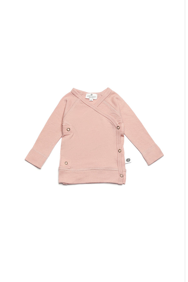 Baby wollen overslagtrui – Merinowol  - Misty Rose