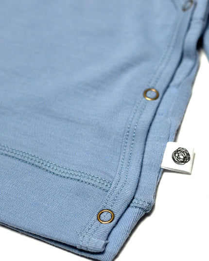 Baby Woll Wickelpullover – Merinowolle – Blue Fog