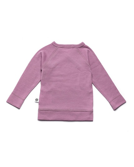 Baby-Wickelpullover aus Wolle – Merinowolle – Lavender Mist